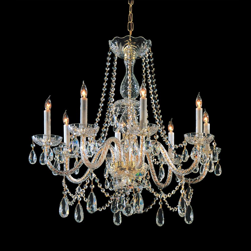 Traditional Crystal 8 Light Hand Cut Crystal Polished Brass Chandelier :  20R02