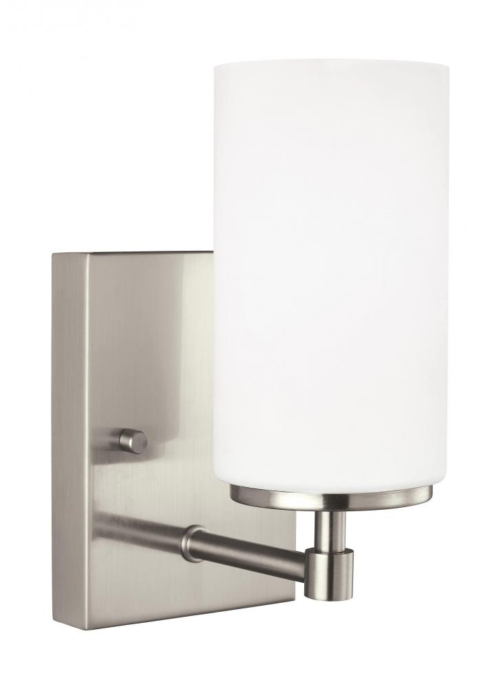 Alturas contemporary 1-light indoor dimmable bath vanity wall sconce in brushed  nickel silver finish 4124601-962 Chateau Lighting