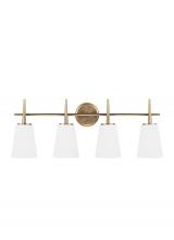 Generation Lighting 4440404EN3-848 - Driscoll contemporary 4-light LED indoor dimmable bath vanity wall sconce in satin brass gold finish