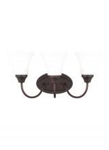 Generation Lighting 44807EN3-710 - Holman traditional 3-light LED indoor dimmable bath vanity wall sconce in bronze finish with satin e