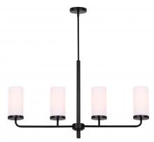 Canarm ICH2029B04BK - MALLOY, MBK Color, 4 Lt Rod Chandelier, Flat Opal Glass, 60W Type A