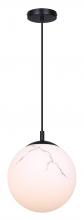 Canarm IPL2101B01BK - HALSEY, MBK Color, 1 Lt Rod Pendant, Marble Glass, 60W Type A, 9.75&#34; W x 13.5 - 61.5&#34; H