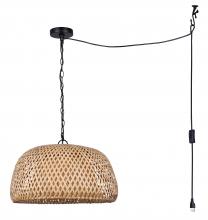 Canarm IPL2109B01BK - HANOI, MBK Color, 1 Lt Cord Pendant, Bamboo, 60W Type A