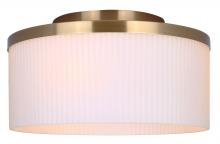 Canarm IFM1165A14GD - KINSLEA, 3 Lt Flush Mount, Flat Opal Ribbed Glass, 60W Type A, 14&#34; W x 7&#34; H