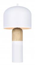 Canarm ITL1152A18WHW - CALEB, MWH + Faux Wood Color, 1 Lt Table Lamp, 60W Type A, On-Off on Cord, 9&#34; W x 18.25&#34; H