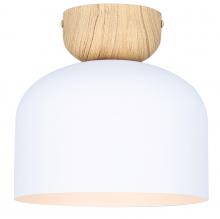 Canarm IFM1152A09WHW - CALEB, MWH + Faux Wood Color, 1 Lt Flush Mount, 60W Type A, 9&#34; W x 8.5&#34; H, Easy Connect Inc.