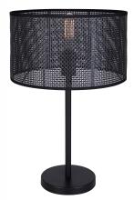 Canarm ITL1149A22BK-BPR - BELLAMY, 1 Lt Table Lamp, Black Plastic Rattan Shade, 100W Type A, Tri-Light , 13.75&#34; W x 22&#34