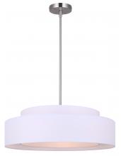 Canarm ICH1148A03BN21 - LANDRA, 3 Lt 22&#34; Wide Rod Chandelier, White Fabric Shade, 60W Type A, 22&#34; W x 16 - 58&#34; H