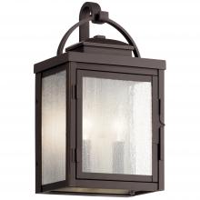 Kichler 59011RZ - Carlson 14.75&#34; 2 Light Outdoor Wall Light with Clear Seeded Glass in Rubbed Bronze