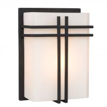 Galaxy Lighting ES215640BK - Wall Sconce - in Black finish with Satin White Glass (Suitable for Indoor or Outdoor Use)