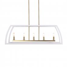 Russell Lighting LP1185/WHSG - Segments - 5 Light Linear Pendant in Matte White and Soft Gold