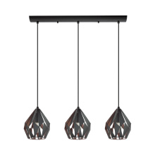 Eglo Canada 202036A - 3 LT Linear Pendant w/ Black Finish & Black & Copper Shade