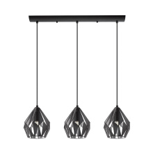 Eglo Canada 202037A - 3 LT Linear Pendant w/ Black Finish & Black & Silver Shade