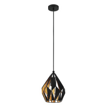 Eglo Canada 204241A - 1 LT Pendant w/ Black Finish & Black w/ Gold Leaf Interior Geometric Metal Shade