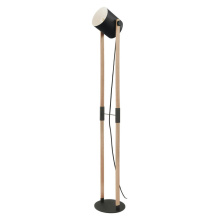 Eglo Canada 43048A - 1 LT Floor Lamp w/ Black & Wood Finish & Black w/ White Shade