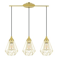 Eglo Canada 43682A - 3 LT Linear Pendant w/ Brushed Brass Finish w/ Black Accents