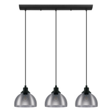 Eglo Canada 98384A - 3 LT Linear Pendant w/ Black Finish & Metallic Smoked Glass Shades